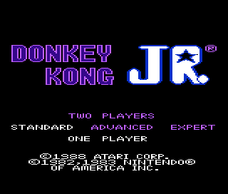 Donkey Kong Junior title screen for Atari 7800